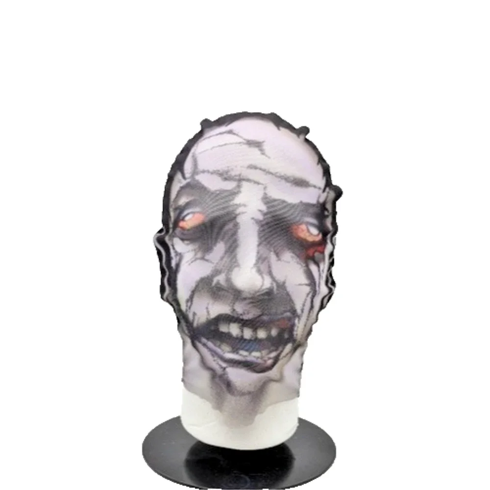 Halloween Creepy Zombie Face Mask Sheer Pull Over Head Stocking Easy On & Off